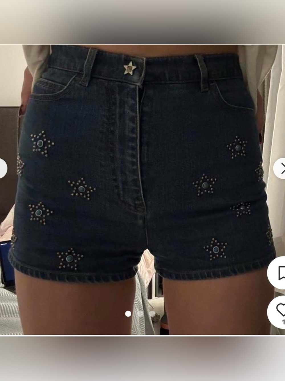 Valentino Shorts Denim Star-Stud Jean Shorts